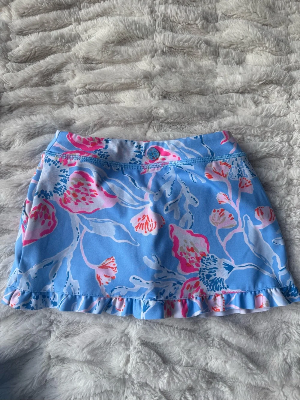 Lilly Pulitzer Girls Luxletic Skort & Ruffle Tank Set Blue Floral Size 4-5